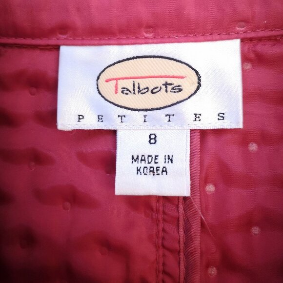 Talbots Petites Ladies Full Zip Size 8 Red Lightweight Jacket - Picture 3 of 10